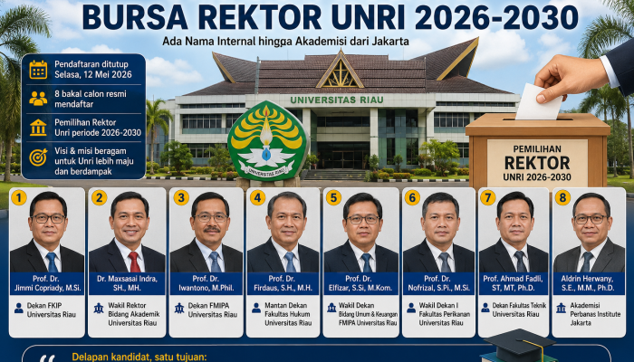 8 Kandidat Ramaikan Bursa Rektor Unri 2026-2030, Ada Nama Internal hingga Akademisi dari Jakarta